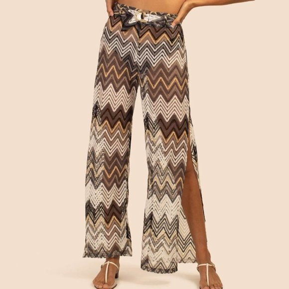 Trina Turk Drift Belted Pointelle Side Slit Cover-up Pants Size Large - Picture 1 of 12
